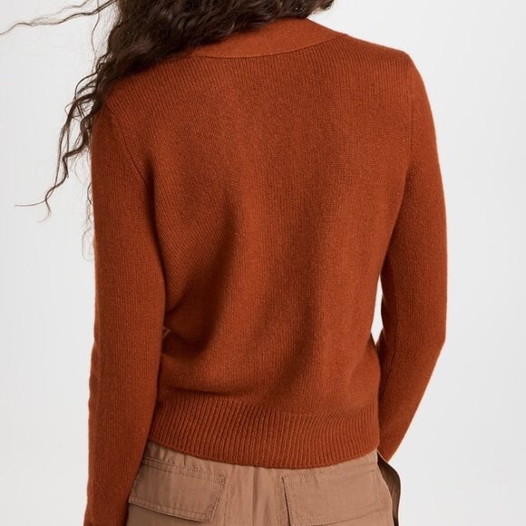 Vince Textured Cashmere Shrunken Button Cardigan In Rust Amber - M - Picture 4 of 11